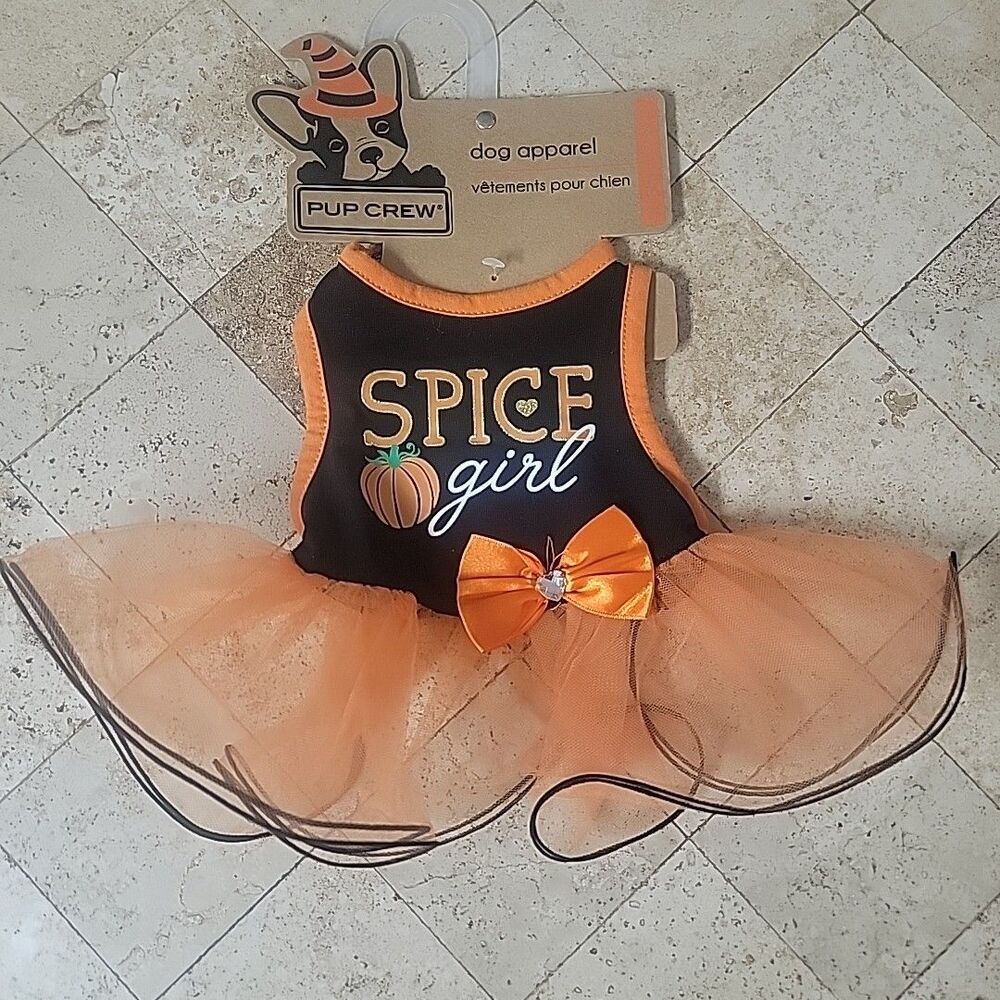 NEW Size X SMALL Pup Crew Dog Dress Spice Girl Pumpkin Halloween Outfit Tutu